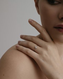 Кольцо с жемчугом и микробриллиантами