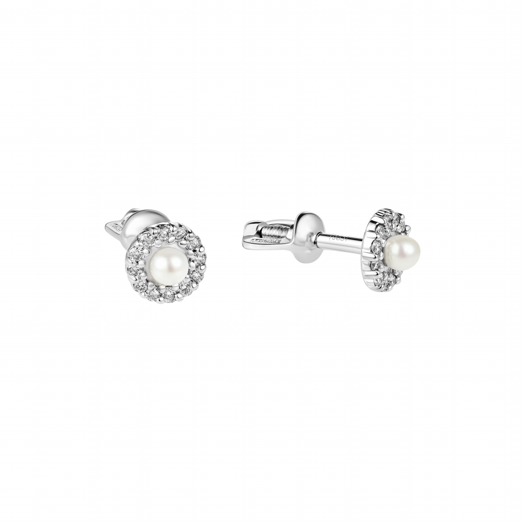 Серьги с жемчугом и микробриллиантами