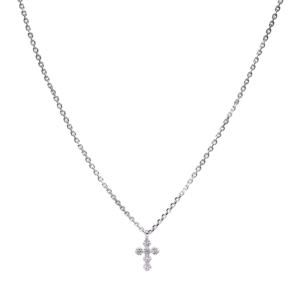 Крестик из белого золота с микробриллиантами