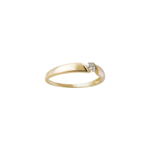 Кольцо с бриллиантом в волне в желтом золоте